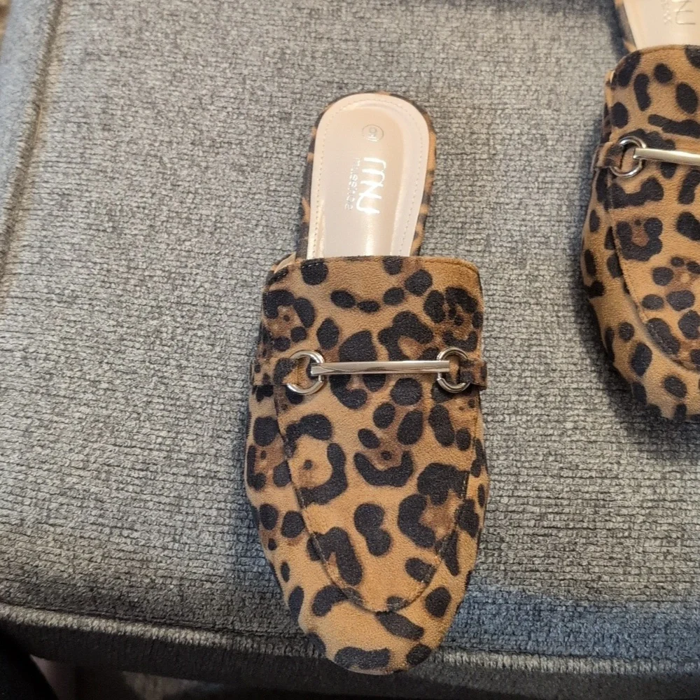 Womens Leopard Print Mules - Picture 2 of 3